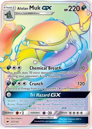 Alolan Muk-GX — Rare Rainbow variant