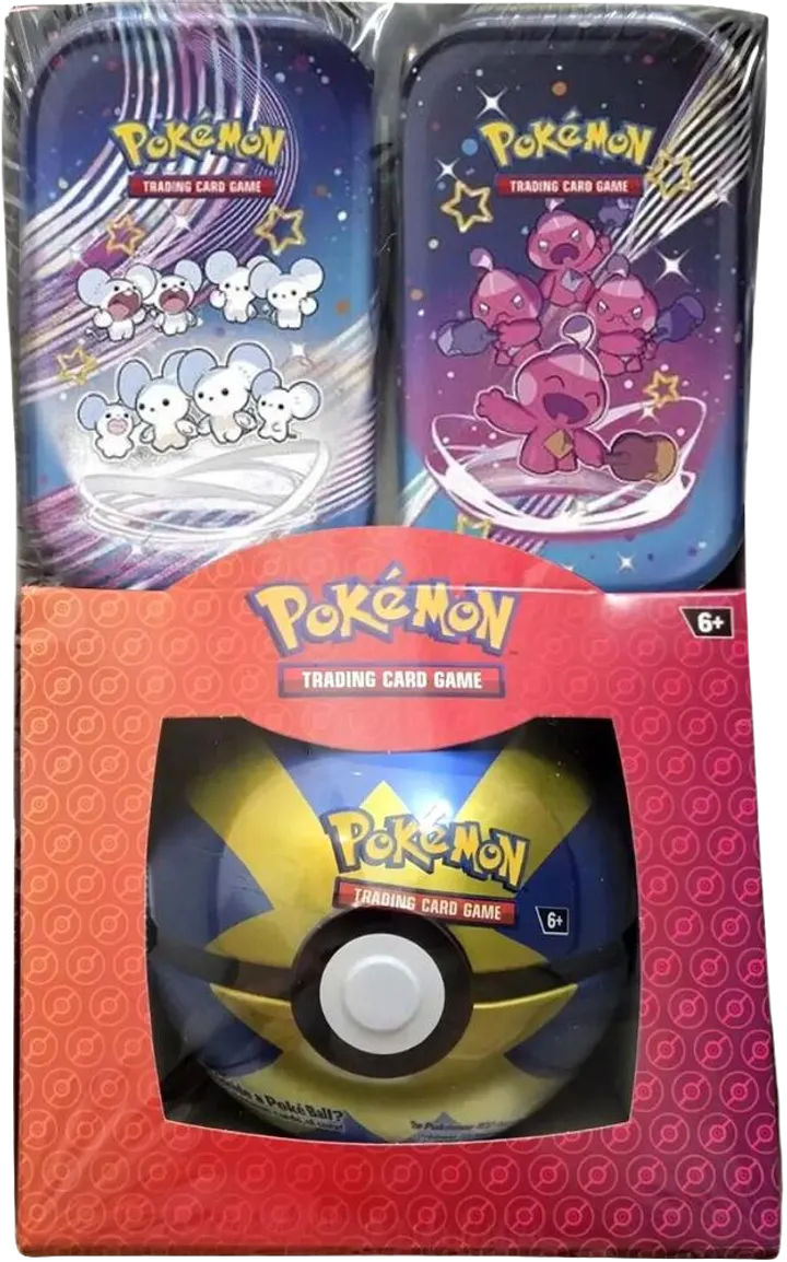 Retail Exclusive Pokémon Paldean Fates Mini Tins + Poké Ball Tin