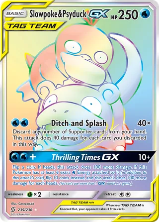 Slowpoke & Psyduck-GX — Rare Rainbow variant