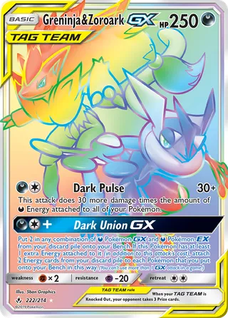 Greninja & Zoroark-GX — Rare Rainbow variant