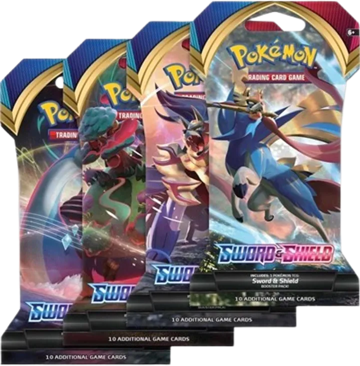 Sword & Shield Base Set Sleeved Booster Pack Art Bundle (Set of 4)