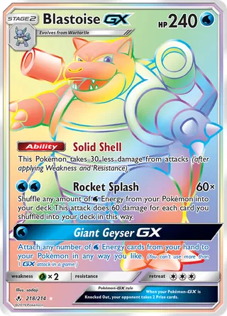 Blastoise-GX — Rare Rainbow variant