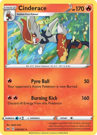 Cinderace — Rare Holo variant