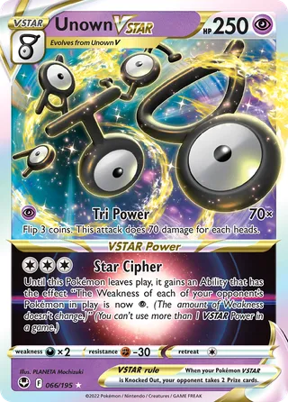 Unown VSTAR — Rare Holo VSTAR variant