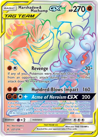 Marshadow & Machamp-GX — Rare Rainbow variant