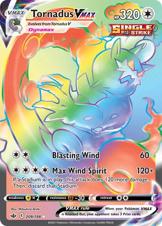 Tornadus VMAX — Rare Rainbow variant